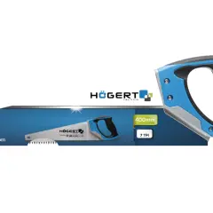 Niebiesko-czarna piła płatnica Högert Technik 400mm, 7 TPI, gotowa do cięcia drewna.