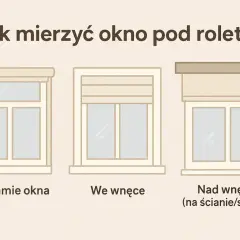 Trzy sposoby montażu rolet: na ramie, we wnęce i nad wnęką. Pomiary pion a poziom są kluczowe.