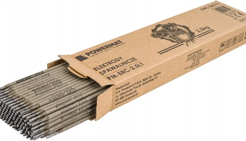 Opakowanie elektrod spawalniczych rutylowych Powermat PM-ERC-2.5L1, AWS E6013, 2.5kg.