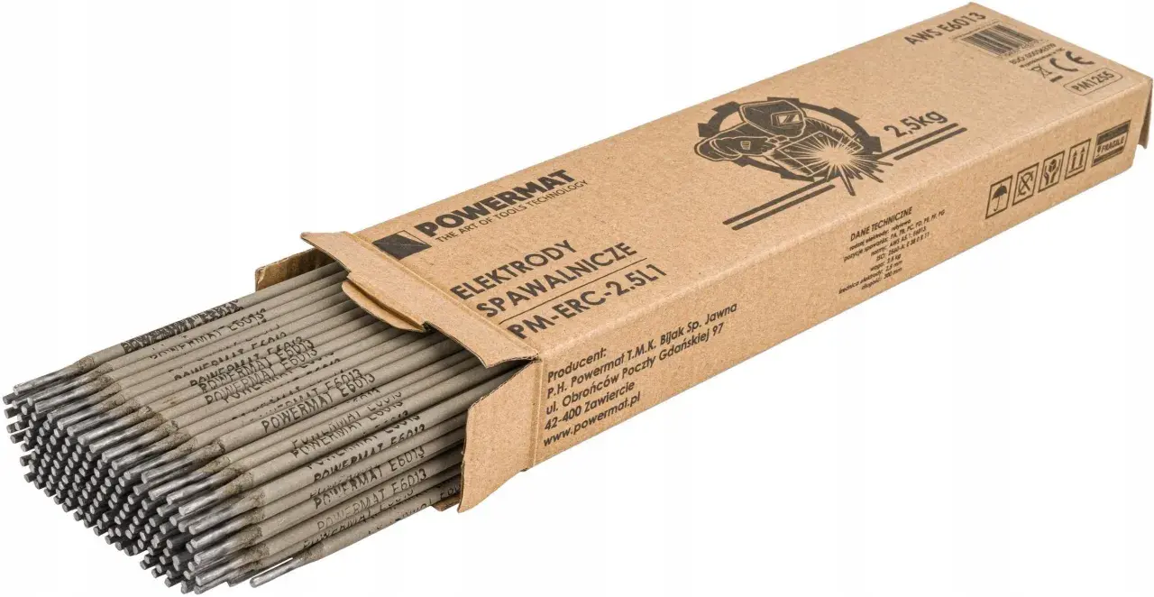 Opakowanie elektrod spawalniczych rutylowych Powermat PM-ERC-2.5L1, AWS E6013, 2.5kg.