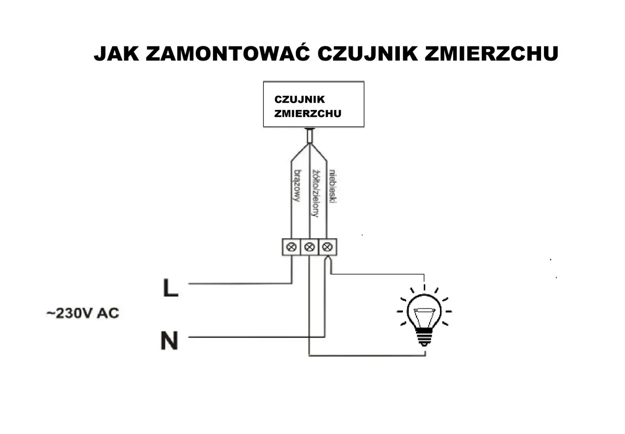 Schemat podłączenia czujnika zmierzchu. Dowiedz się, jak ustawić czujnik ruchu i zmierzchu, by oświetlenie działało automatycznie.